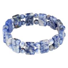 Retro Blue Dot Stone Double-Row Bracelet for Women men