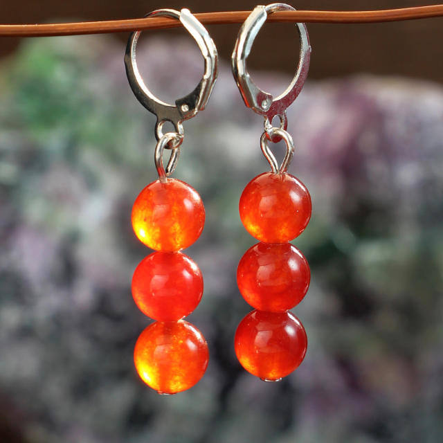 Bohemian Style Natural Stone Earrings for Women Colorful Agate Earrings