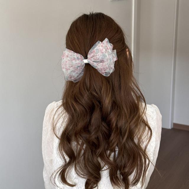 Fairy Organza Floral Bow Hair Clip for Women