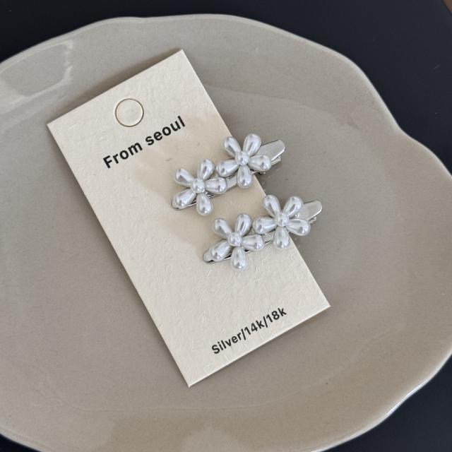 French trend pearl flower easy match hair clips for women
