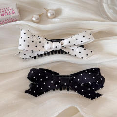 Sweet polka dots bow hair clips for women french barrette hair clips