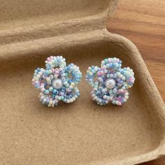 French trend seed bead flower earrings for women