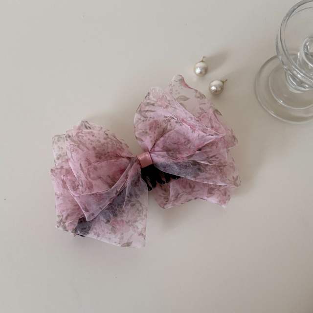 Fairy Organza Floral Bow Hair Clip for Women