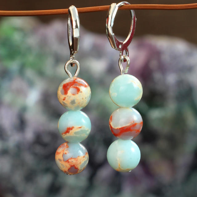 Bohemian Style Natural Stone Earrings for Women Colorful Agate Earrings