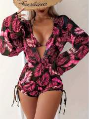 New Bikini Three-piece Swimsuit set for Women Loose Sexy Mesh Split Swimsuit
