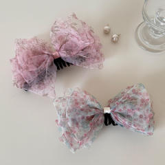 Fairy Organza Floral Bow Hair Clip for Women