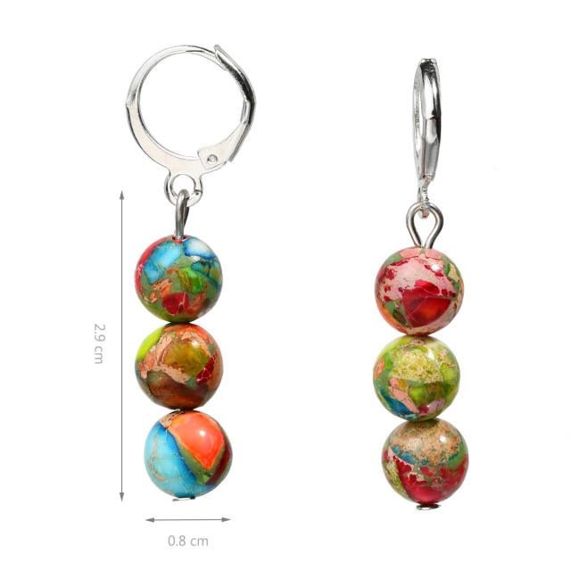 Bohemian Style Natural Stone Earrings for Women Colorful Agate Earrings