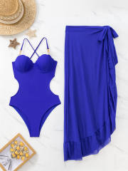 New Casual Tight Swimsuit Women's Skirt Sexy one piece Swimsuit set