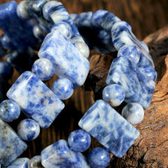 Retro Blue Dot Stone Double-Row Bracelet for Women men
