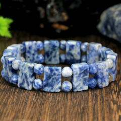 Retro Blue Dot Stone Double-Row Bracelet for Women men