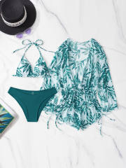 New Bikini Three-piece Swimsuit set for Women Loose Sexy Mesh Split Swimsuit