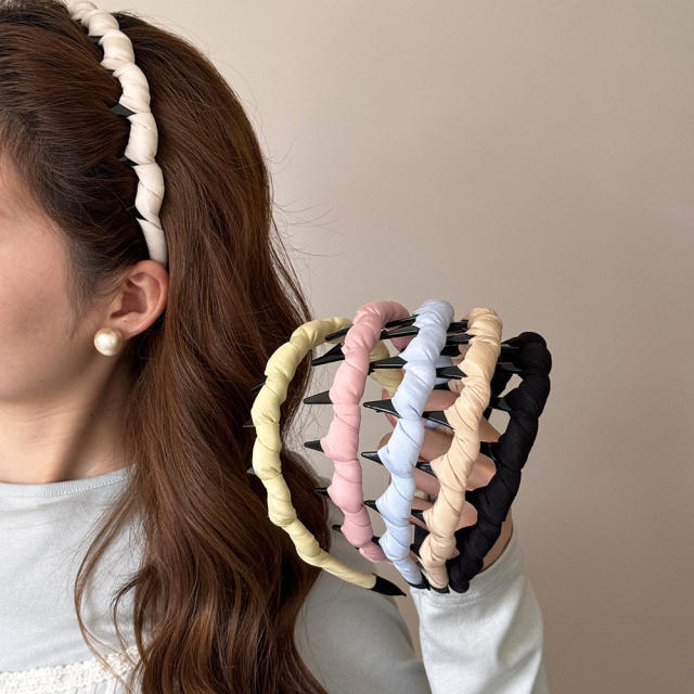 2026 new plain color fabric zig zag headband