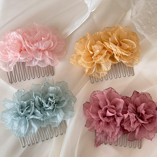 Summer holiday beach trend fabric flower hair combs hair clips