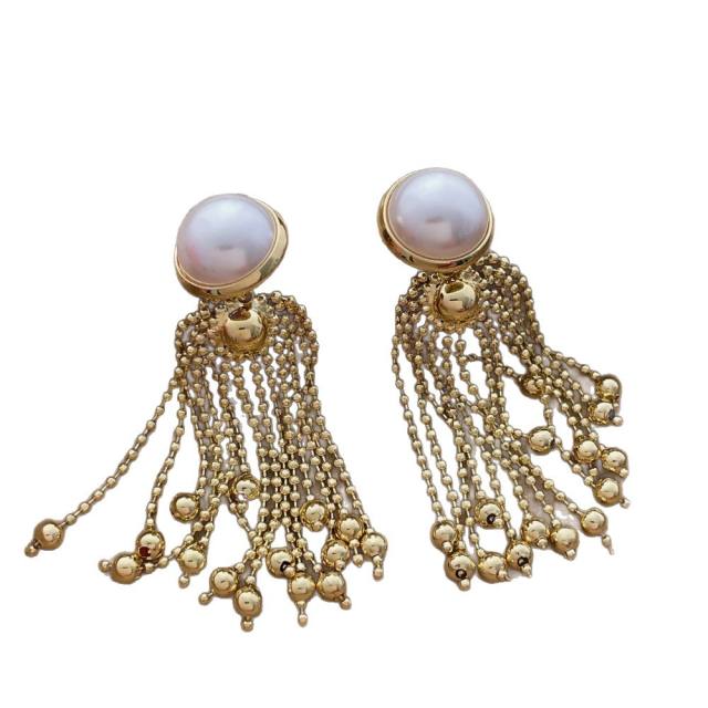 New Chinese-Style Retro Pearl Tassel Earrings