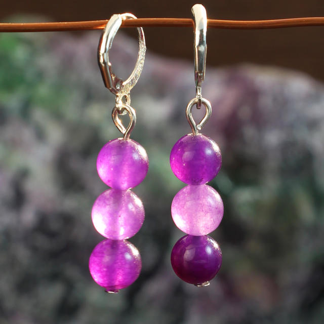 Bohemian Style Natural Stone Earrings for Women Colorful Agate Earrings
