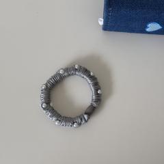 Elegant pearl bead plain satin hair ties rubber band for women