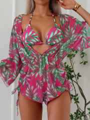 New Bikini Three-piece Swimsuit set for Women Loose Sexy Mesh Split Swimsuit