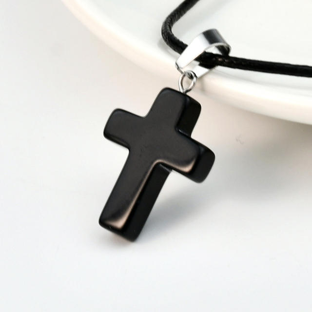 Fashion Cross Agate Pendant Necklace