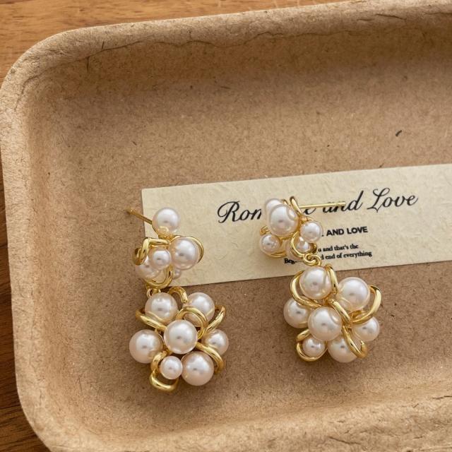 Retro Entwined Pearl Earrings for Women