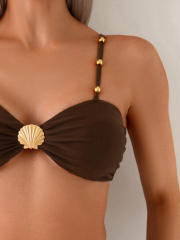 New Swimsuit Female Sexy Pure Color Suspender Tube Top Bikini