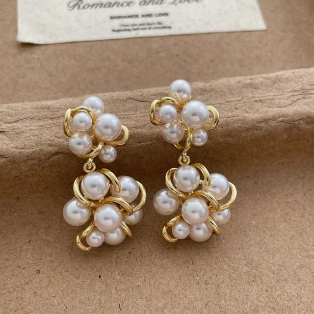 Retro Entwined Pearl Earrings for Women