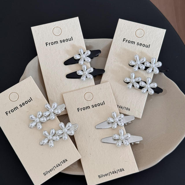 French trend pearl flower easy match hair clips for women