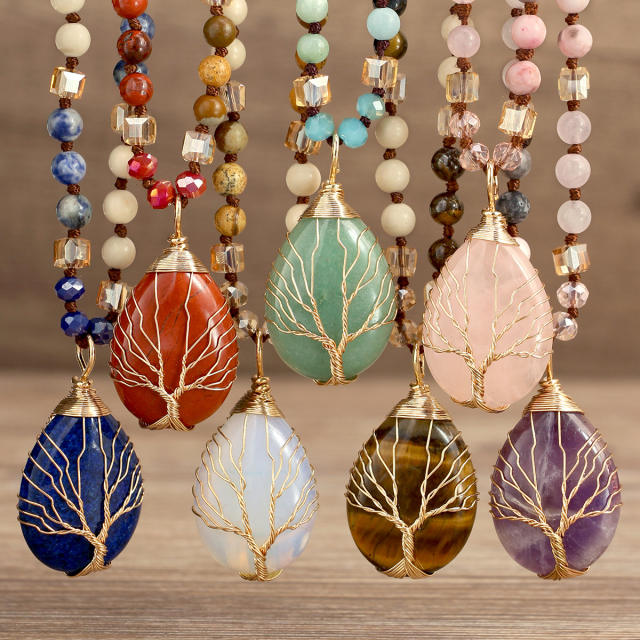 Best-Selling Tree of Life Water Drop Pendant Necklace for Women