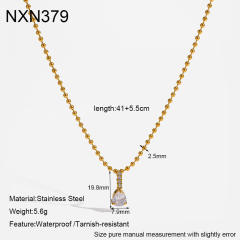 Dainty geometric diamond pendant stainless steel necklace