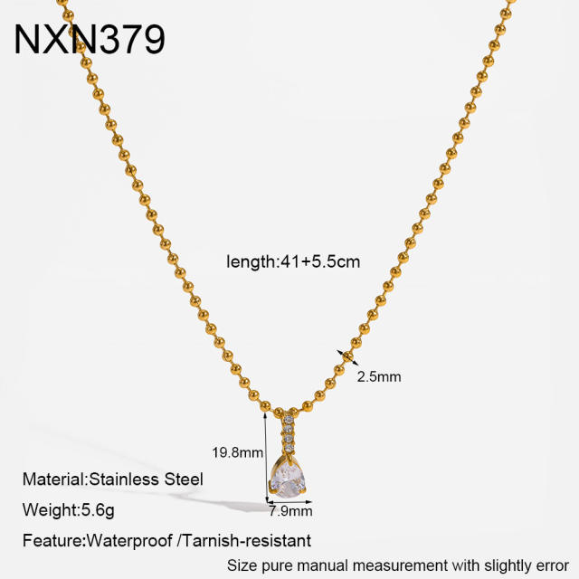Dainty geometric diamond pendant stainless steel necklace