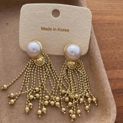 New Chinese-Style Retro Pearl Tassel Earrings