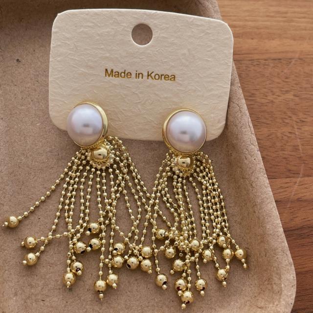 New Chinese-Style Retro Pearl Tassel Earrings