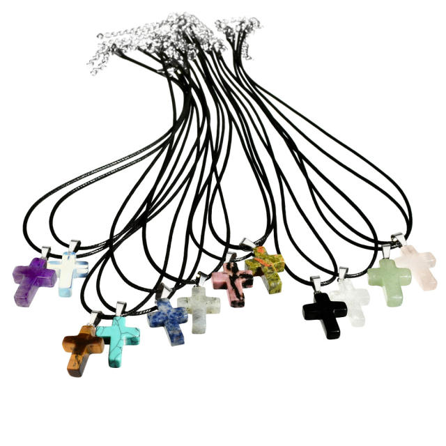 Fashion Cross Agate Pendant Necklace