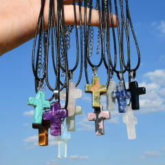 Fashion Cross Agate Pendant Necklace