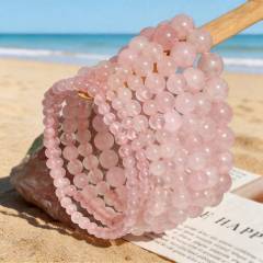 Handmade bead pink crystal bracelet