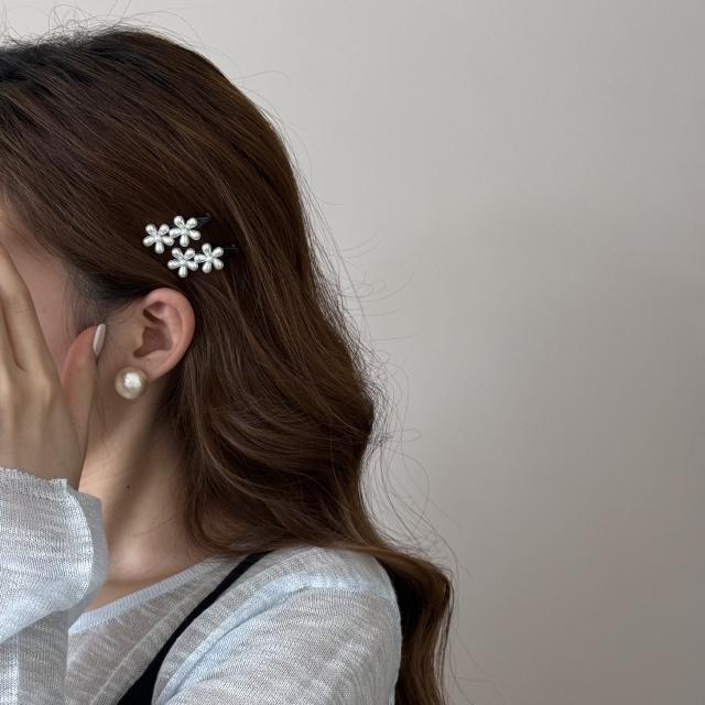 French trend pearl flower easy match hair clips for women