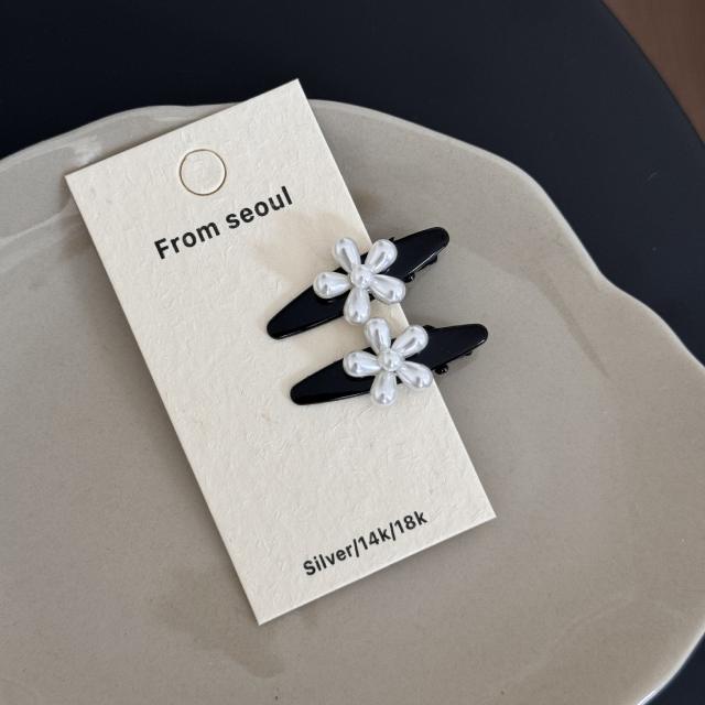 French trend pearl flower easy match hair clips for women
