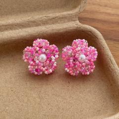 French trend seed bead flower earrings for women