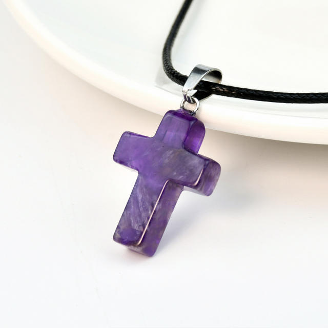 Fashion Cross Agate Pendant Necklace