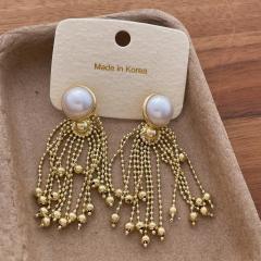 New Chinese-Style Retro Pearl Tassel Earrings