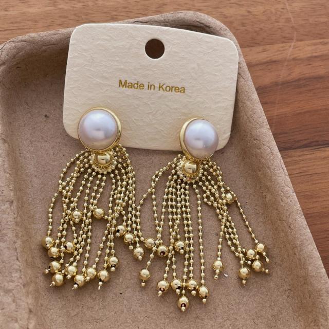 New Chinese-Style Retro Pearl Tassel Earrings