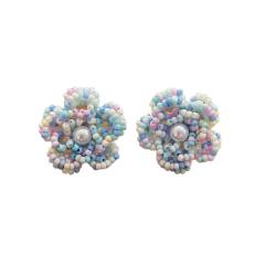 French trend seed bead flower earrings for women