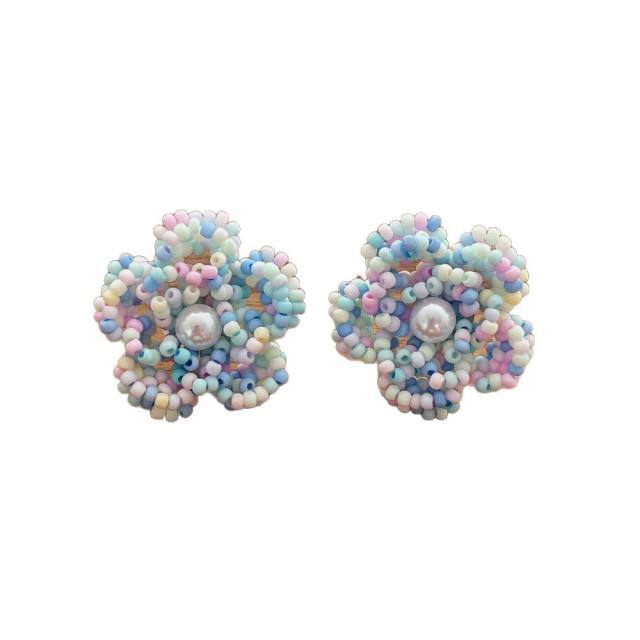 French trend seed bead flower earrings for women
