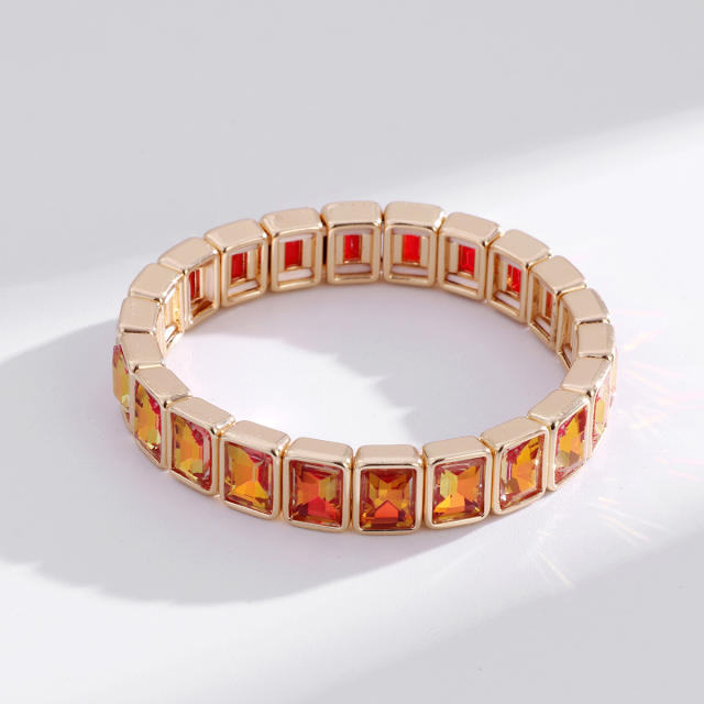 Fashionable colorful glass crystal elastic bangle bracelet for women
