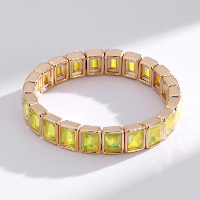 Fashionable colorful glass crystal elastic bangle bracelet for women