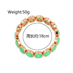 Luxury colorful oval shape glass crystal elastic bangle bracelet