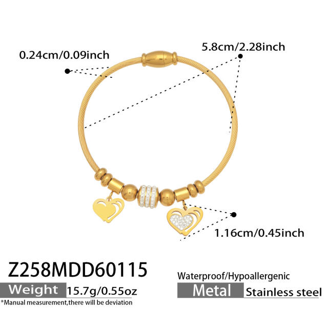 Magnetic Elastic Bracelet Ins Style Exquisite Multi-Zircon Pendant Stainless Steel Bracelet Set
