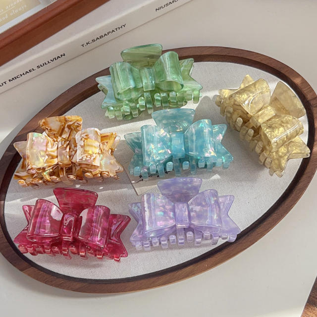 New Acetate Bow Clip French Retro Hair Claw clips Shark Clip for Women 8.7cm