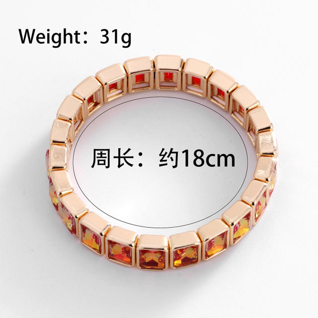 Fashionable colorful glass crystal elastic bangle bracelet for women