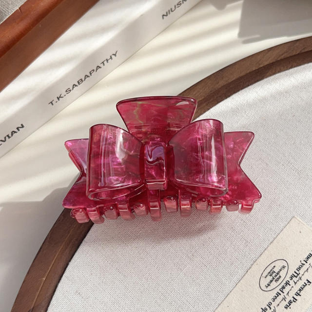 New Acetate Bow Clip French Retro Hair Claw clips Shark Clip for Women 8.7cm