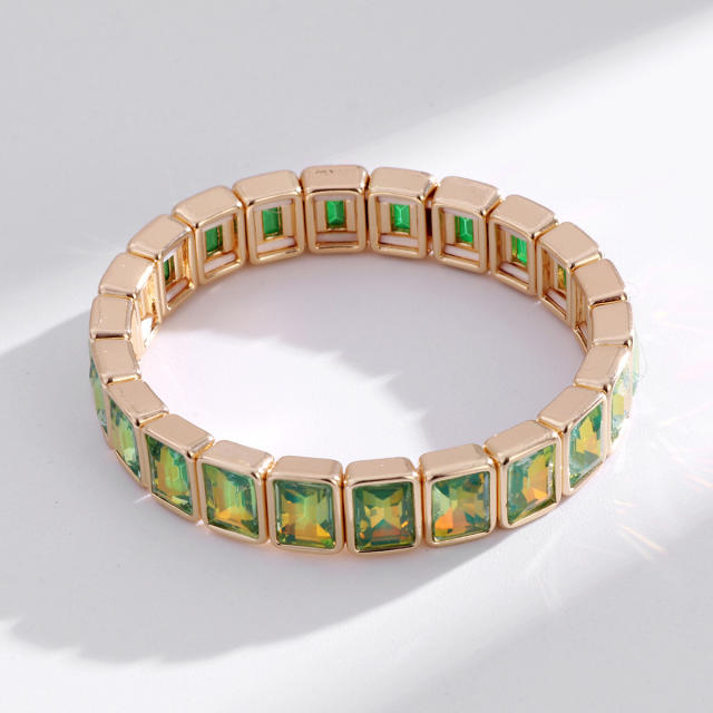 Fashionable colorful glass crystal elastic bangle bracelet for women
